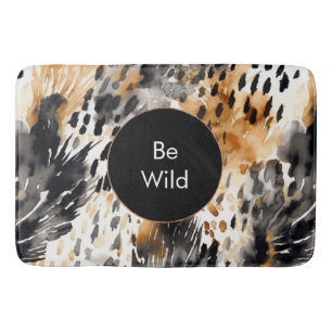 White Black Cream Leopard Animal Birthday Bath Mat