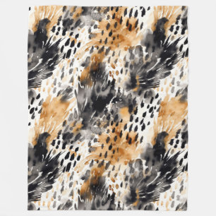 White Black Cream Leopard Animal Fleece Blanket