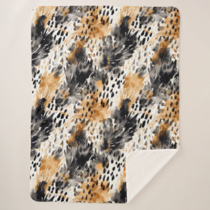 White Black Cream Leopard Animal Sherpa Blanket