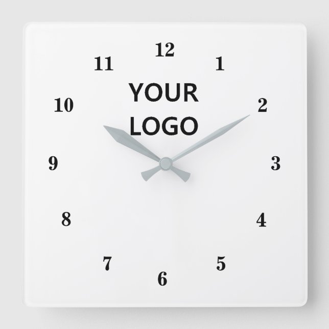 White Black - Customizable - Add Your Logo /Colour Square Wall Clock (Front)