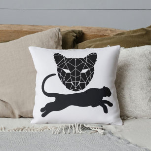 White Black Cute Wild Panther Jungle Animal Custom Throw Pillow