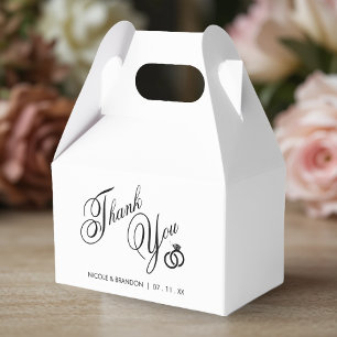 White & Black Diamond Ring Wedding Thank You Favor Box