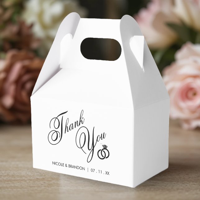 White & Black Diamond Ring Wedding Thank You Favor Box (White & Black Diamond Ring Wedding Thank You Favor Boxes
)