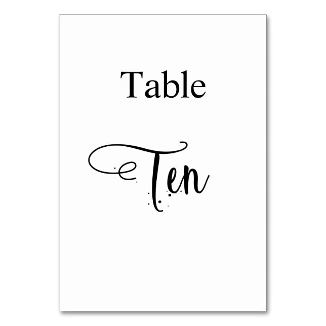 White black elegant calligraphy table ten 10 number (Front)