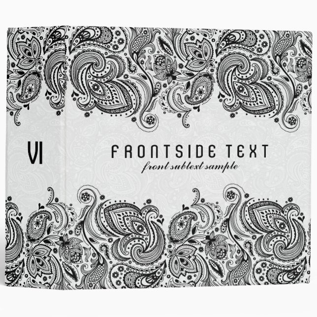 White & Black Floral Paisley Lace Binder (Front/Spine)