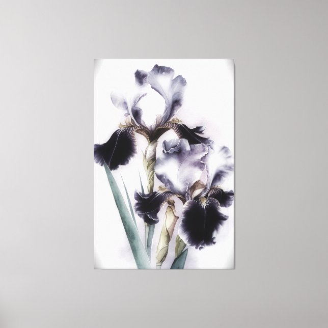 *~* White Black Flower Artsy Iris Painting AP84 Canvas Print (Front)
