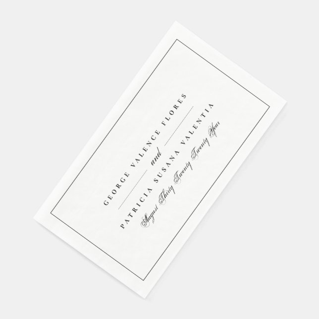 White Black Formal Calligraphy Elegant Framed Napkin (Corner)