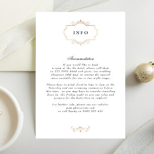 white black formal gold crest monogram wedding enclosure card