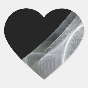 White & Black Fractal Background Heart Sticker