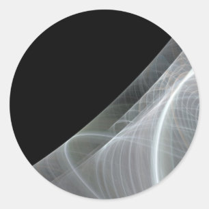 White & Black Fractal BackgroundRound Sticker