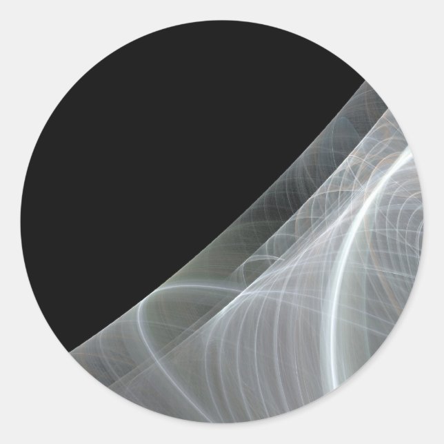 White & Black Fractal BackgroundRound Sticker (Front)