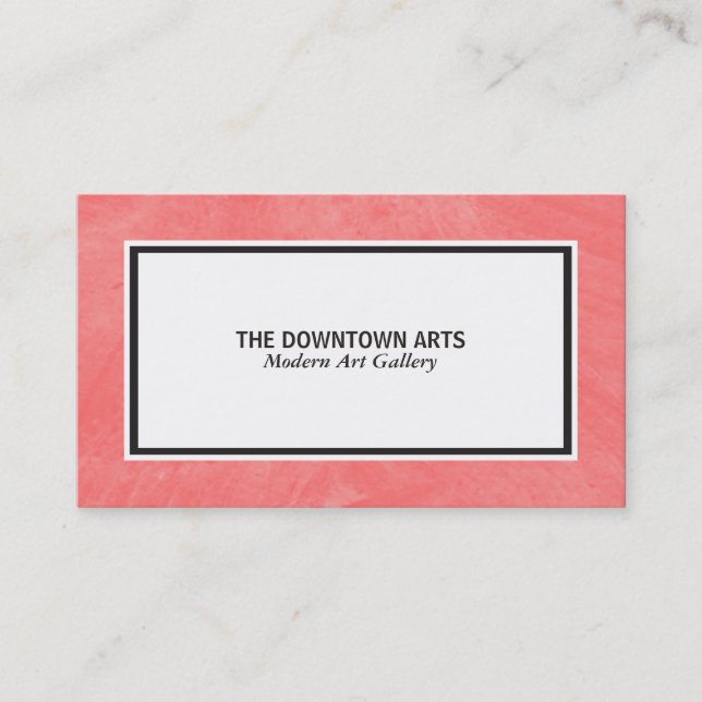 White Black Frame / Paint Texture (Guava) Business Card (Front)