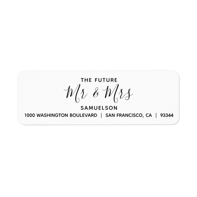 White Black Future M & Mme Mariage Adresse de reto (Devant)