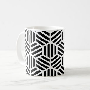 White Black Geometric Hexagon Honeycomb Pattern Coffee Mug