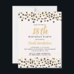 White Black Gold Confetti Glitter 18th Birthday Invitation<br><div class="desc">Elegant black and gold confetti glitter on white 18th birthday party invitation for women.</div>
