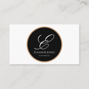 White, Black & Gold Initial Name Personalized Business Card
