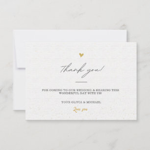 White & Black Gold Minimal Calligraphy Wedding Thank You Card