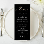 White Black Gold Modern Calligraphy Wedding Menu<br><div class="desc">part of a collection
*not real foil</div>