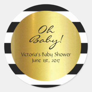 White,Black, Gold Striped Sticker - Personalized