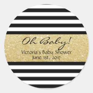 White,Black, Gold Striped Sticker - Personalized