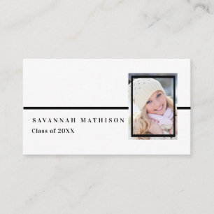White   Black Graduation Photo Insert Name Cards