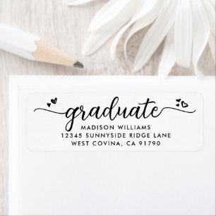 White Black Graduation Script Coeur Adresse modern