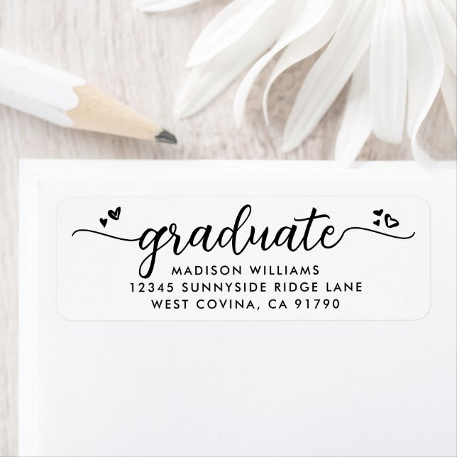 White Black Graduation Script Coeur Adresse modern (En situation)