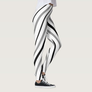 White Black Grey Chevron Stripe Pattern Leggings