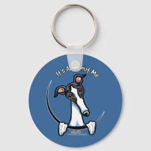 White Black Greyhound IAAM Keychain