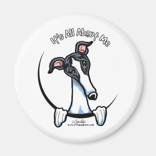 White Black Greyhound IAAM Magnet