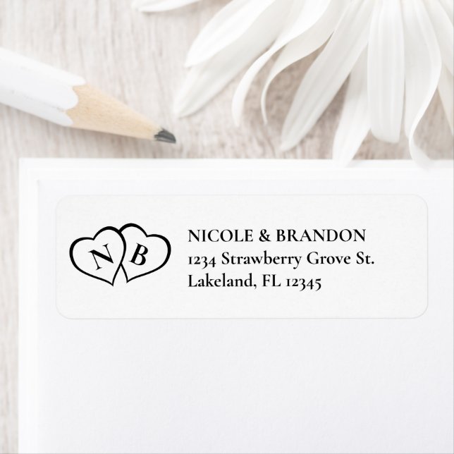 White & Black Heart Monogram Wedding (Insitu)