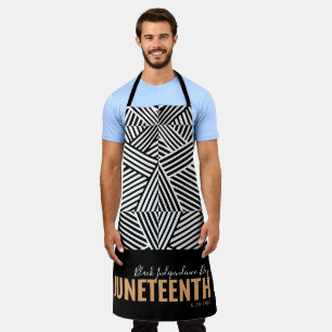 White Black Independence Day June 19 JUNETEENTH Apron
