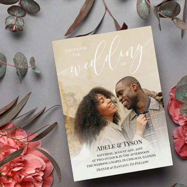 White Black Join Us Photo Double Sided Wedding Invitation (Creator Uploaded)