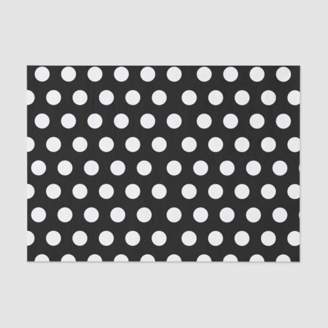 White & Black Large Medium Polka Dot Party Tissue Paper (Front)