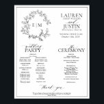 White Black Leafy Crest Monogram Wedding Program Poster<br><div class="desc">We're loving this White Black Leafy Crest Monogram Wedding Program Poster! Simple, elegant, and oh-so-pretty, it features a hand drawn leafy wreath encircling a modern wedding monogram. It is personalized in elegant typography, and accented with hand-lettered calligraphy. Finally, it is trimmed in a delicate frame. features all the details normally...</div>