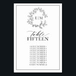 White Black Leafy Crest Monogram Wedding Table Number<br><div class="desc">Create the perfect reception setting! We're loving this White Black Leafy Crest Monogram Wedding Table Number! Simple, elegant, and oh-so-pretty, it features a hand drawn leafy wreath encircling a modern wedding monogram. It is personalized in elegant typography, and accented with hand-lettered calligraphy. Finally, it is trimmed in a delicate frame....</div>