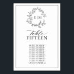 White Black Leafy Crest Monogram Wedding Table Number<br><div class="desc">Create the perfect reception setting! We're loving this White Black Leafy Crest Monogram Wedding Table Number! Simple, elegant, and oh-so-pretty, it features a hand drawn leafy wreath encircling a modern wedding monogram. It is personalized in elegant typography, and accented with hand-lettered calligraphy. Finally, it is trimmed in a delicate frame....</div>