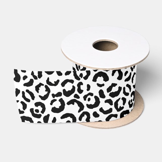White Black Leopard Print    Satin Ribbon (Spool)