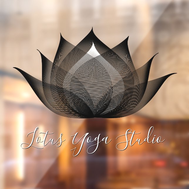 White & Black Lotus Modern Unique Yoga Studio Window Cling (Sheet 2)