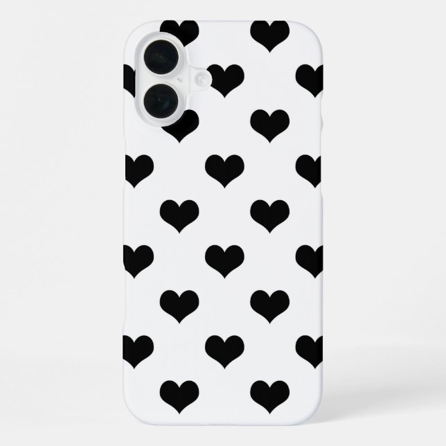 White  Black Love Heart Pattern Design  iPhone Case (Back)