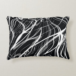 White Black Marble: Abstract Vintage Accent Pillow