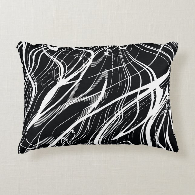 White Black Marble: Abstract Vintage Accent Pillow (Front)