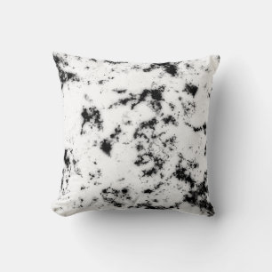 White Black Marble Paint Splash Abstract Throw Pillow