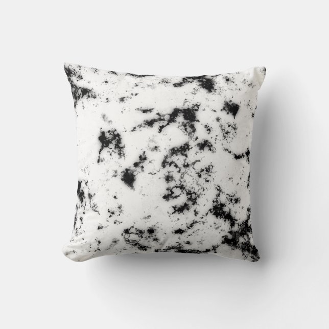 White Black  Marble Paint Splash Abstract Throw Pillow (Front)