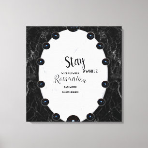 White & Black Marble Sphere Graphics Canvas Print