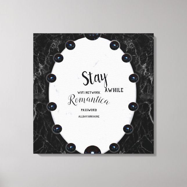 White & Black Marble Sphere Graphics Canvas Print (Front)