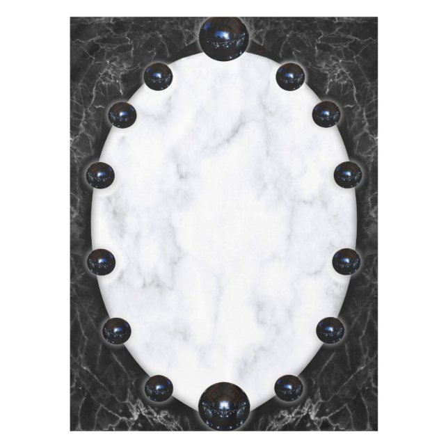 White & Black Marble Sphere Graphics Tablecloth (Front)