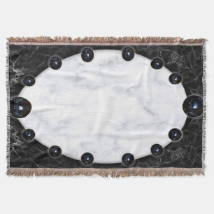 White & Black Marble Sphere Graphics Throw Blanket