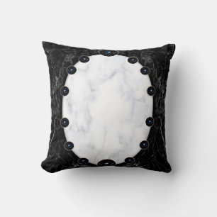 White & Black Marble Sphere Graphics Throw Pillow