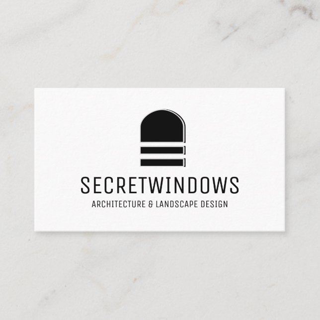 White Black Minimalist Architecture Window Business Card (Front)